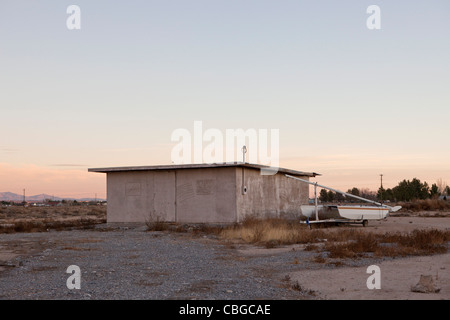 Concrete storage building in Pahrump, Nevada, Stock Photo