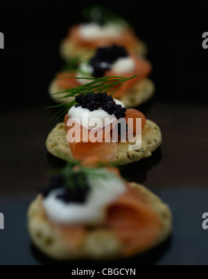 smoked salmon blinis Stock Photo
