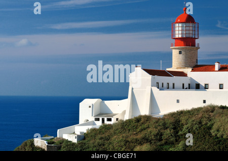 Portugal, Algarve: Lighthouse of Sao Vicente at Cape Sao Vicente Stock Photo