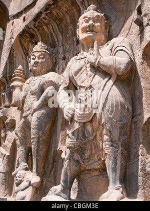 Huge buddha statues at Yungang grottoes in China. Stock Photo