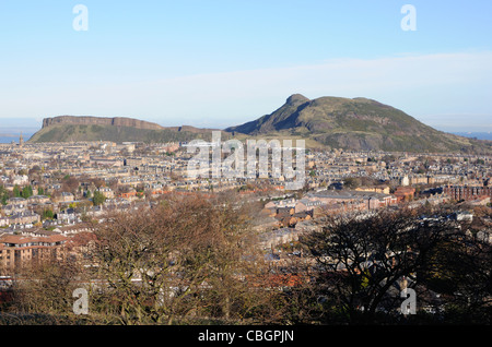 The view of Arthur's Seat from the rooftop of the Royal Observatory Edinburgh Stock Photo