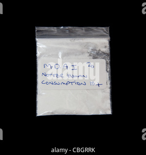 MDAI a narcotic drug sold on the Internet as a 'Research Chemical' with similar effects to MDMA also known as bubbles or sparkle Stock Photo