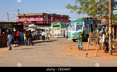 Centre of the bustling town of Voi between Nairobi and Mombasa in Southern Kenya Stock Photo