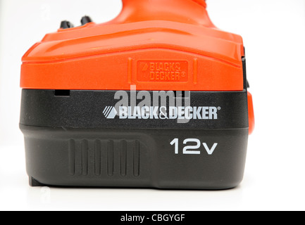 12 volt battery attached to a black and decker cordless drill Stock Photo -  Alamy