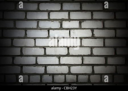 Vignette white brick wall, XXXL background for your artwork. Stock Photo