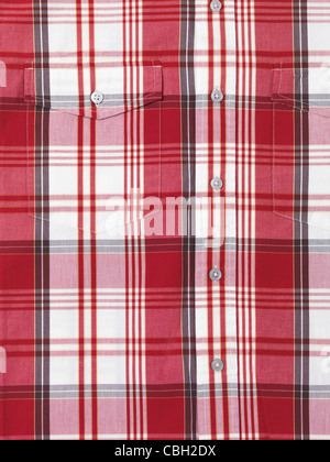Closeup of a mens shirt with red white tartan pattern Stock Photo