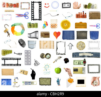 Collection of many objects isolated on white background Stock Photo