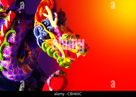 Colorful dragon head border, traditional Asian decoration and ornamental art, Chinese Zodiac, astrology sign, 2012 New Year Stock Photo