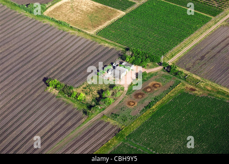 Aerial view of green countryhouse in Uruguay.  Stock Photo