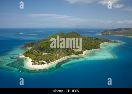 Castaway Island Resort, Castaway Island, Mamanuca Islands, Fiji, South Pacific - aerial Stock Photo