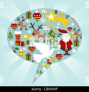 Xmas icon set in speech bubble shape background. Vector file available. Stock Photo