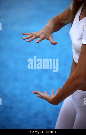 Young woman practicing Tai Chi South India Stock Photo
