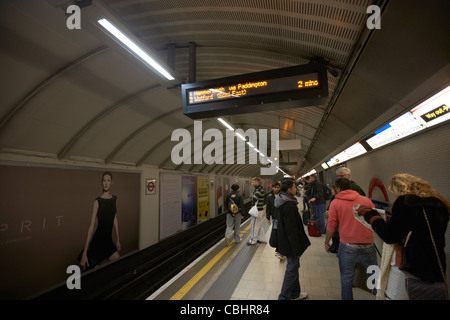 people waiting for train at kings cross st pancras international london underground station england united kingdom uk Stock Photo
