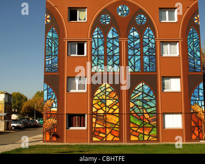 Les fresques de Bel Air,fresco,Trompe l'oeil,wall paint,Chartres,Eure-et-Loire, France Stock Photo