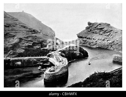 4 Victorian Views Boscastle Valley & Harbour and Forraburg 4 Antique Old Photos
