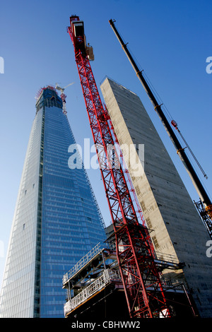 The Shard at London Bridge Station during construction. Stock Photo