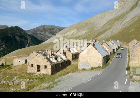 Ruined and Abandoned Military Camp des Fourches, Route de la Bonette, one of the Highest Roads in Europe, French Alps, France Stock Photo