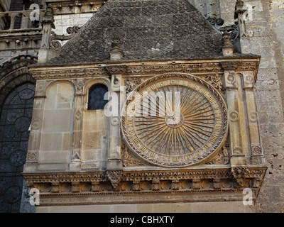 The big clock of Notre-Dame de Chartres cathedral,Chartres,Eure-et-Loire,France,Way of St James to Santiago de Compostela,UNESCO Stock Photo