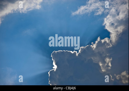 Sun Burst Angel Rays Through Clouds Stock Photo