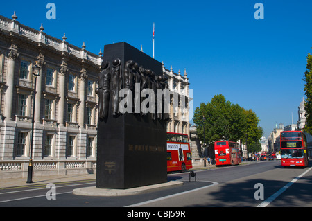 Whitehall street with Women of World War Two memorial Westminster central London England UK Europe Stock Photo