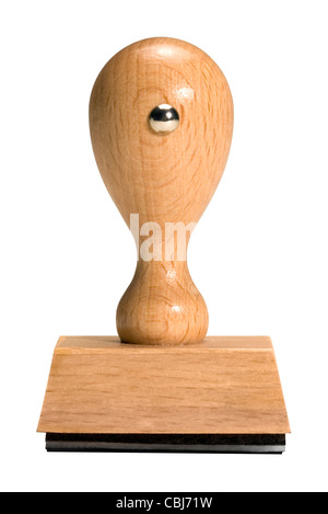 Wooden Rubber stamp isolated on white background Stock Photo - Alamy