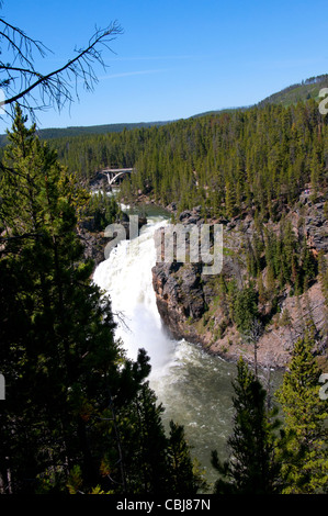 Yellowstone Falls consist of two major waterfalls on the Yellowstone River in State of Wyoming USA Stock Photo