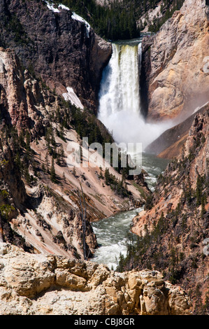 Yellowstone Falls consist of two major waterfalls on the Yellowstone River in State of Wyoming USA Stock Photo