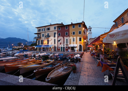 Boats, Harbor, Castelletto di Brenzone, Lake Garda, Veneto, Italy Stock Photo