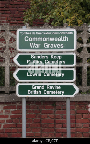 Signposts for First World War One British military cemeteries of the ...