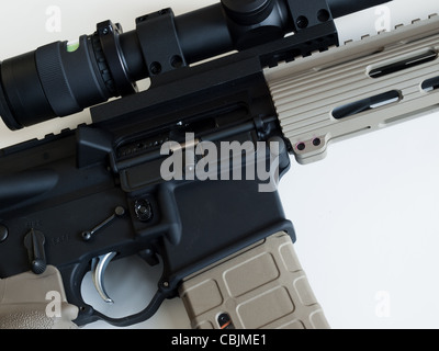 Standard US Army AR-15 Assault rifle fitted with barrel bipod ...
