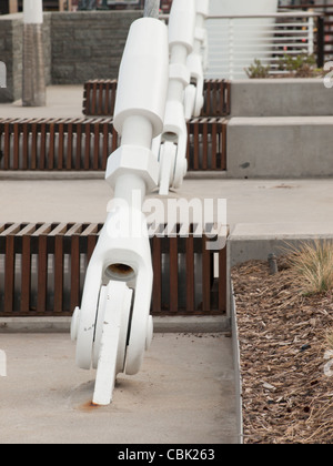 Suspension anchors for a Millenium Bridge in Denver, Colorado. Stock Photo