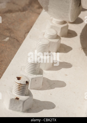 Suspension anchors for a Millenium Bridge in Denver, Colorado. Stock Photo