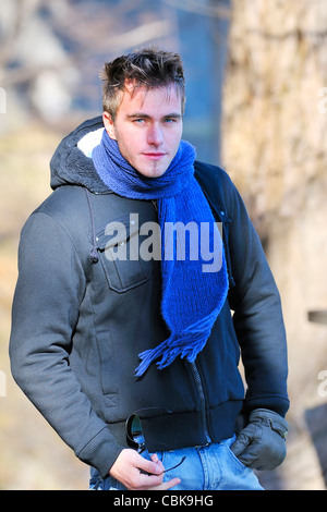 Young happy man with scarf Stock Photo