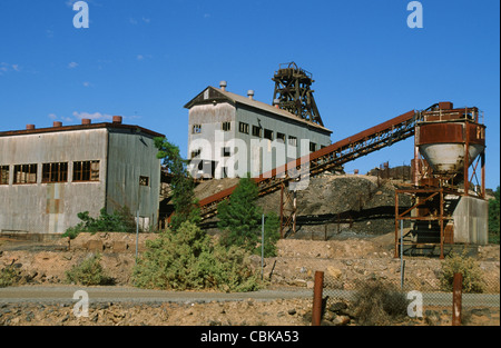 The old mining site Thomson Shaft no longer in use at Broken Hill, the silver city of the Outback of New South Wales, Australia Stock Photo