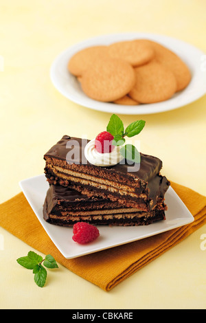 Cookies tart with chocolate. Recipe available. Stock Photo