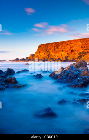 Evening light on empty beach Fuerteventura Canary Islands Spain Stock Photo