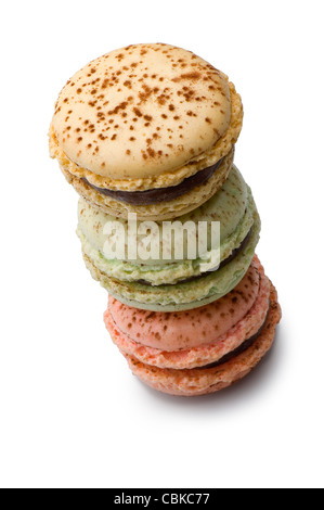 delicious macaroons stacked (clipping path) on white background Stock Photo