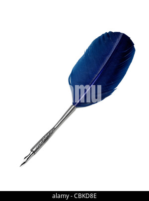 Ink feather tool on white background Stock Photo