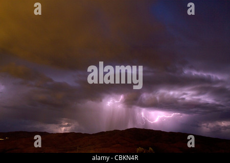 Lightning strikes during a thunderstorm on the first day of summer in Boise, Idaho, USA. Stock Photo