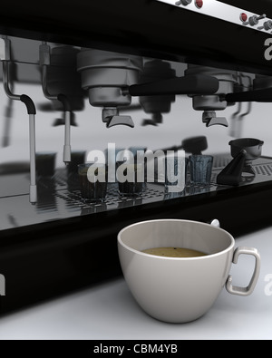 3D rendering purple drip coffee machine on gray background with shadow  Stock Illustration