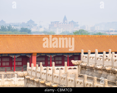 Facade and roofs details, Forbidden City in Beijing. Imperial palace in China. Stock Photo