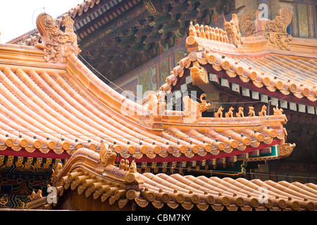 Facade and roofs details, Forbidden City in Beijing. Imperial palace in China. Stock Photo