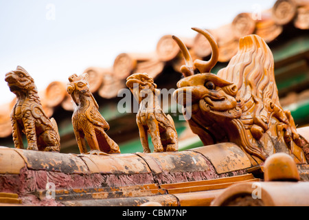 Facade and roofs details, Forbidden City in Beijing. Imperial palace in China. Stock Photo