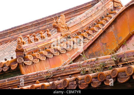 Facade and roofs details, Forbidden City in Beijing. Imperial palace in China. Stock Photo