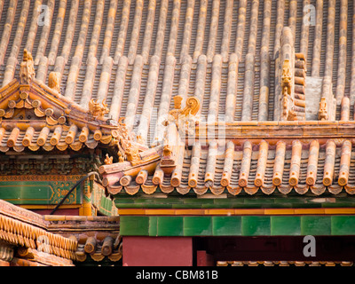 Facade and roofs details, Forbidden City in Beijing. Imperial palace in China. Stock Photo