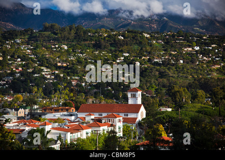 USA, California, Southern California, Santa Barbara, elevated city view from the Santa Barbara County Courthouse Stock Photo