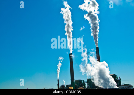 coal  power plant smoke towers pollution Stock Photo