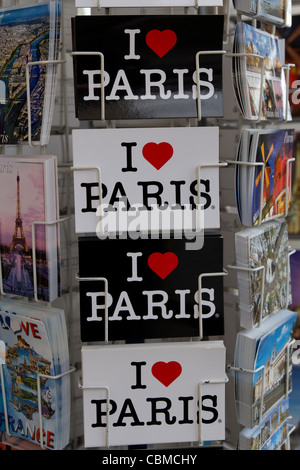 Paris postcards on sale at Rue de Rivoli, Paris, France Stock Photo