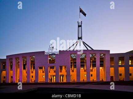 Australia, Australian Capital Territory, Canberra, Capital Hill, evening view of the Parliament of the Commonwealth of Australia Stock Photo