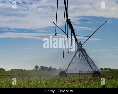 Circular irrigation system on the farm field. Stock Photo